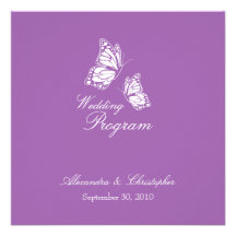 Einfache violette Schmetterlinge, die Programm Wed Ankündigungskarte