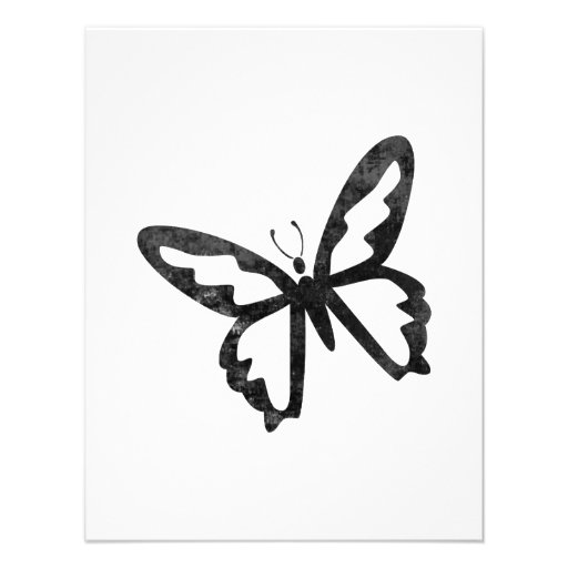 Einfacher Grungy schwarzer Schmetterling Personalisierte Einladungskarte