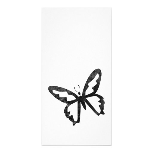 Einfacher Grungy schwarzer Schmetterling Photokarte