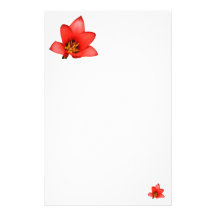 Einfaches rotes Blumen-Briefpapier Individuelles Büropapier