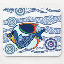 Eingeborene Punkt-Kunst Fish-01 Mousepads