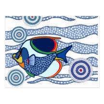 Eingeborene Punkt-Kunst Fish-01 Postkarte