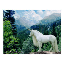 Einhorn in den Bergen Postkarte