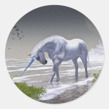 Einhorn-Mond Runde Aufkleber