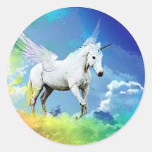Einhorn-Regenbogen Runder Aufkleber