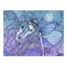 Einhorn und Fee-Postkarte durch Molly Harrison