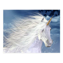 Einhorn-weiße Schönheits-Postkarte