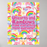 Einhörner und Regenbogen das Plakat!