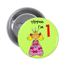 Einjährige Prinzessin (blondes Haar) Buttons