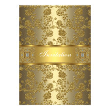 Einladungs-elegante noble Goldbronze mit Blumen