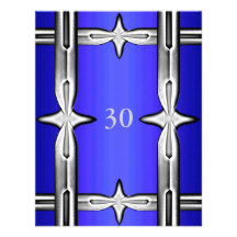 Einladungs-Geburtstags-Kobalt-Blau u. Silber