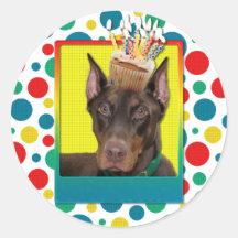 Einladungs-kleiner Kuchen - Dobermann - Rot - fels Sticker