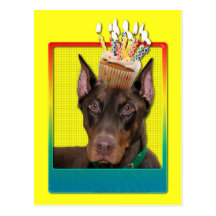 Einladungs-kleiner Kuchen - Dobermann - Rot - fels Postkarte