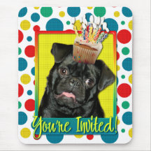 Einladungs-kleiner Kuchen - Mops - Ruffy Mauspads