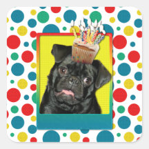 Einladungs-kleiner Kuchen - Mops - Ruffy Sticker