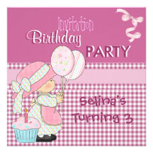 Einladungs-Party-niedlicher rosa Karo-Mädchen-Gebu