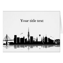 Einladungskarte mit Hamburg Skyline.