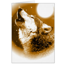 Einsamer Wolf, der am Mond heult Grußkarten
