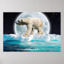 Eisbär-, Mond-u. Eis-Scholle-Tier-Kunst-Plakat