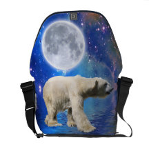 Eisbär u. arktische Mond-Bote-Tasche Kurier Tasche
