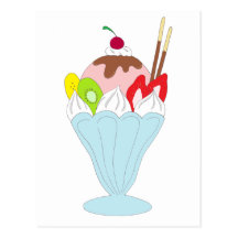 Eiscreme-Eiscremebecher Postkarten