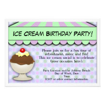 Eiscreme-Geburtstags-Party, Pastellmarkisen-Eiscre Einladungskarten