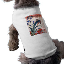 Eisvogel mit Iris und wilden Rosa, Hokusai Hundetshirts