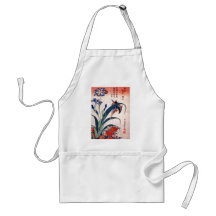 Eisvogel mit Iris und wilden Rosa, Hokusai Schürze