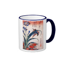 Eisvogel mit Iris und wilden Rosa, Hokusai Tee Tassen