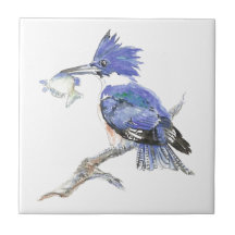 Eisvogel, Vogel, Natur, Aquarell-Tier Fliese
