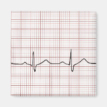 EKG Herzschlag auf Zeichenpapier mit Maßeinteilung Kühlschrankmagnete