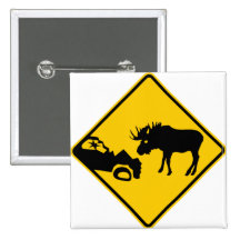 Elch-Warnzeichen von Nationalpark Gros Morne Buttons