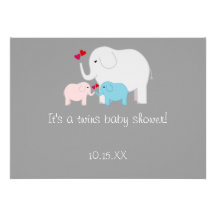 Elefant-Babyparty paart Jungen-Mädchen Personalisierte Ankündigungskarten