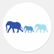 Elefant im Blau Runder Sticker