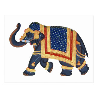 Elefant-Indien-Art weißes Gold des blauen Graus Postkarten