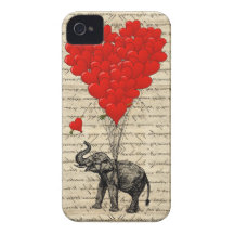 Elefant mit herzförmigen Ballons iPhone 4 Case-Mate Hüllen