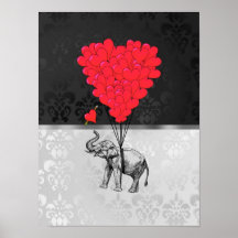 Elefant- u. Herzballone Plakate