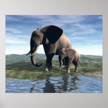 Elefant und Baby Plakatdruck