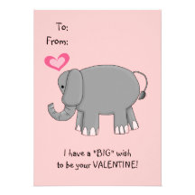 Elefant-Valentinsgruß für Kinder Ankündigungskarte