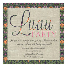 Elegant Hawaiian Tropical Luau Party Announcement