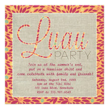 Elegant Hawaiian Tropical Luau Party Custom Invites