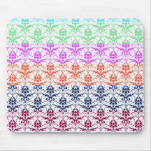 Elegant Rainbow Colorful Damask Fading Colors Mouse Pad
