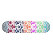 Elegant Rainbow Colorful Damask Fading Colors Skate Boards