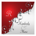 Elegant Red and Silver Wedding Invitation einladungen