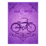Elegant Vintage Bicycle Purple Wedding Invitation