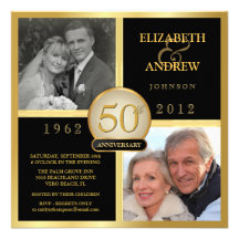 Elegante 50. Hochzeitstag-Foto-Einladungen