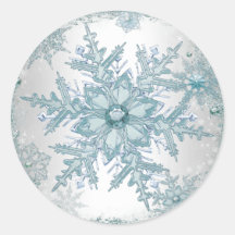 Elegante aquamarine blaue Schneeflocke-Aufkleber