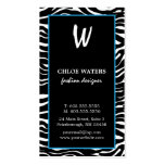Elegante Blau-und Zebra-Monogramm-Visitenkarten