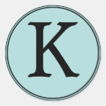Elegante blaue u. schwarze Monogramm-Aufkleber