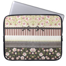 Elegante Girly weiße Spitze und rosa Rosen Computer Sleeve Schutzhülle